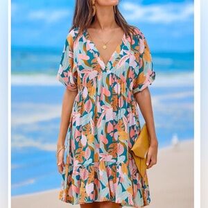 Cupshe Floral V-Neck Dress - Multicolor Size Medium